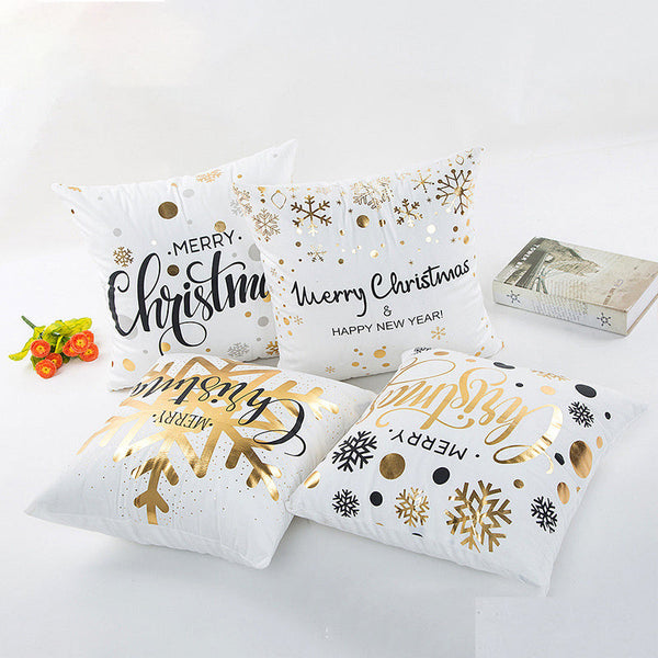 HKM-771795 Bronzing Design Christmas Pillowcase - Super Soft Fabric with Invisible Zipper