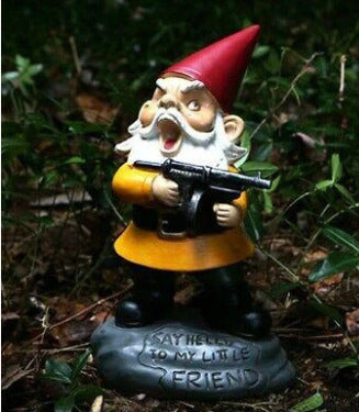 HKM-771859 12 Inch Modern Polyresin Evil Gnome Statue - Flippy Garden Decor
