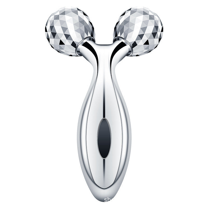 HKM-771987 V Facial Massager - Body Roller with Stainless Steel and ABS Resin, 135g