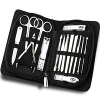 HKM-772051 15-Piece Stainless Steel Manicure and Pedicure Set with PU Leather Case