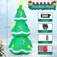 HKM-772179 5 FT Inflatable Christmas Tree with LED Lights for Outdoor Decoration