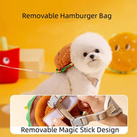 HKM-7722429 Cartoon Hamburger Design Adjustable Vest & Leash Set for Cats and Dogs with Backpack