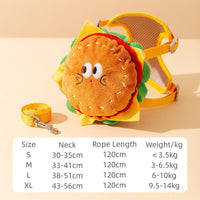 HKM-7722429 Cartoon Hamburger Design Adjustable Vest & Leash Set for Cats and Dogs with Backpack