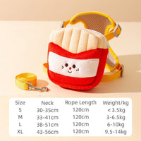 HKM-7722429 Cartoon Hamburger Design Adjustable Vest & Leash Set for Cats and Dogs with Backpack