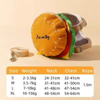 HKM-7722429 Cartoon Hamburger Design Adjustable Vest & Leash Set for Cats and Dogs with Backpack