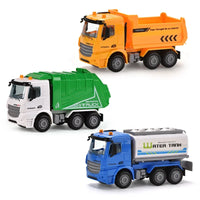 HKM-772371 3-Piece Friction Construction Truck Set - Plastic Truck Toys for Kids