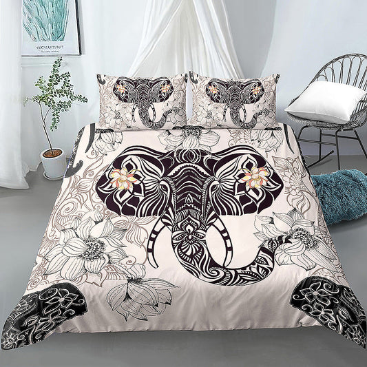 HKM-772563 Digital Printed Cartoon Elephant Bedding Set - Multiple Sizes Available