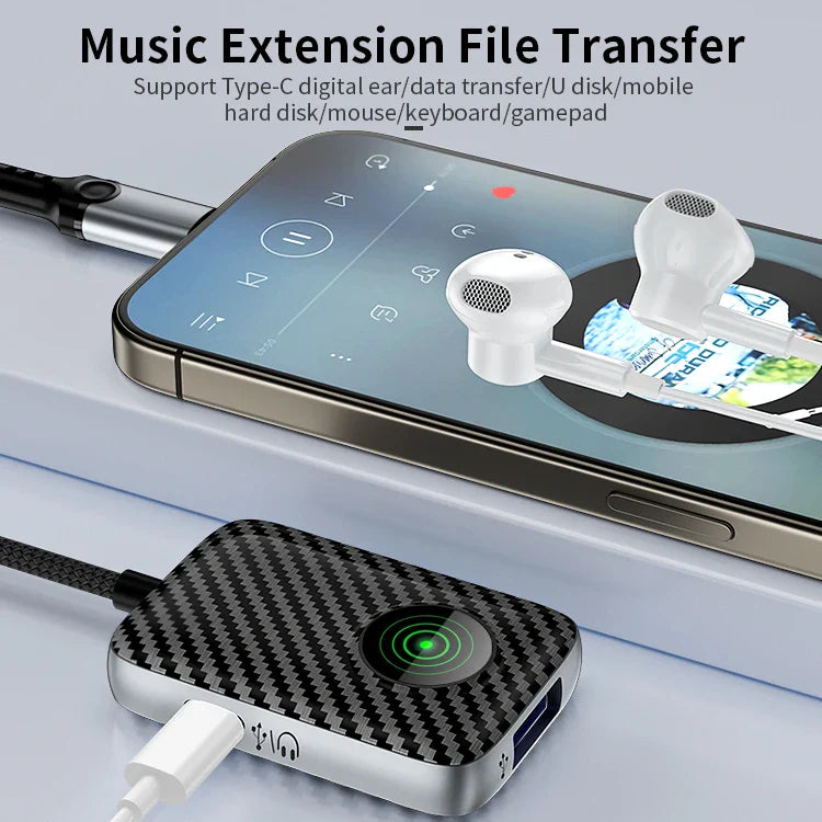 HKM-772627 Lightning to USB 3.0 and Type-C OTG Adapter with Type-C Headphone Jack for Fast Charging iPhone 7 8 X 11 12 Pro Max
