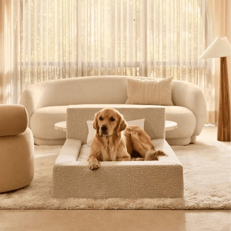 HKM-7726397 Cozy Rectangular Pet Bed with Backrest for Dogs and Cats - Soft Sponge Mat for Large, Medium, and Small Pets