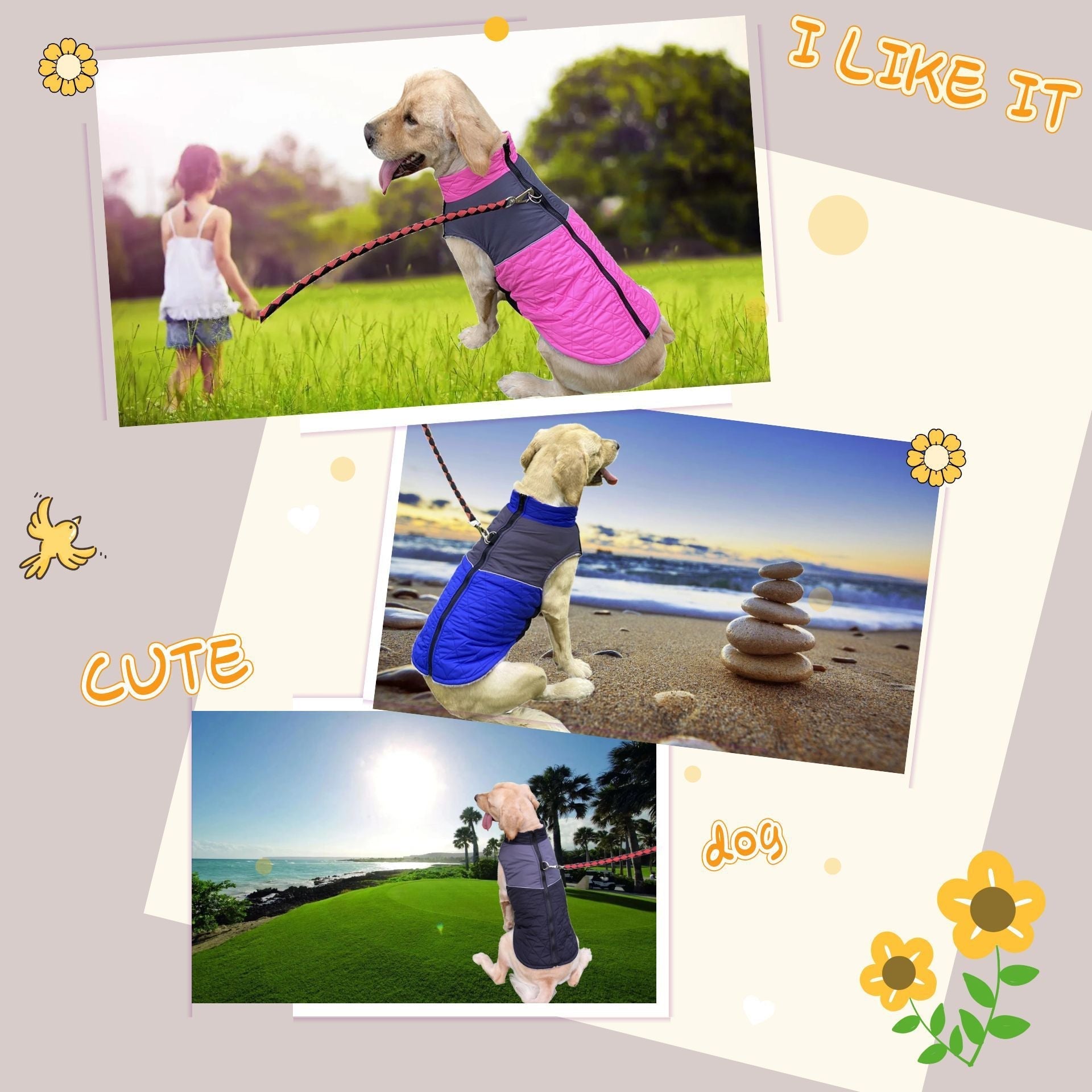 HKM-7727165 Waterproof Autumn and Winter Dog Clothes in Burgundy, Black, Pink, and Blue - Cozy Pet Apparel for All Sizes
