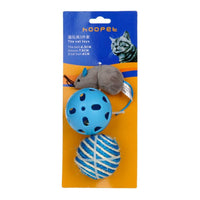 HKM-772755 Interactive Cat Toy Set with 3 Pieces: Molar-Resistant Sisal Mouse and Bell Ball