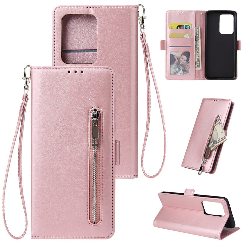 HKM-772819 Double Buckle Clamshell Phone Case with Zipper Bag - Compatible with Samsung Models