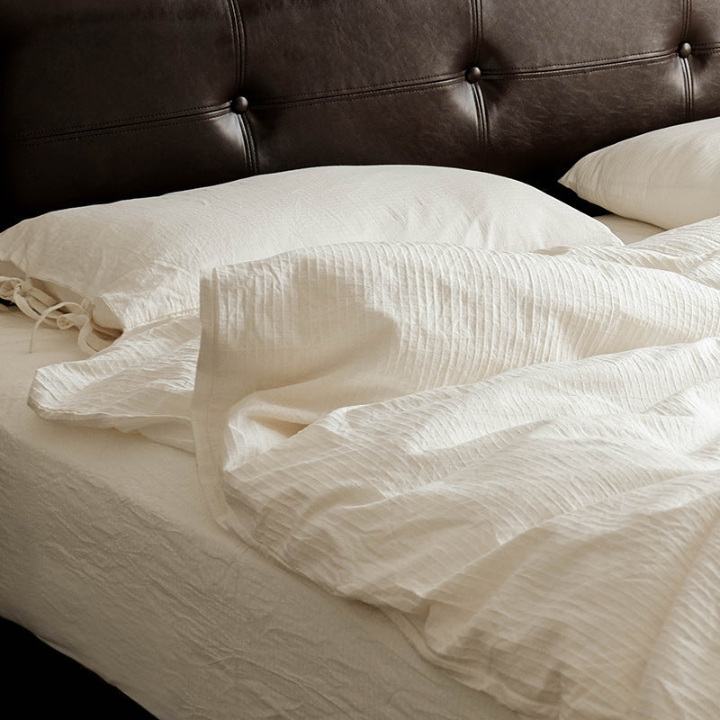 HKM-772883 Pure Cotton White Four-Piece Quilt Cover Bedding Set