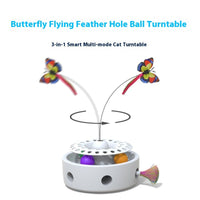HKM-7729341 Three-in-One Electric Cat Turntable with Flying Feather Toy - Color Options: Pink, Blue, White