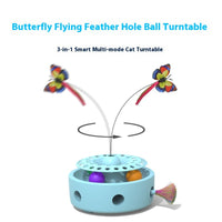 HKM-7729341 Three-in-One Electric Cat Turntable with Flying Feather Toy - Color Options: Pink, Blue, White