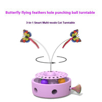 HKM-7729341 Three-in-One Electric Cat Turntable with Flying Feather Toy - Color Options: Pink, Blue, White