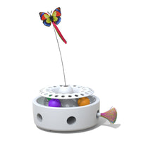 HKM-7729341 Three-in-One Electric Cat Turntable with Flying Feather Toy - Color Options: Pink, Blue, White