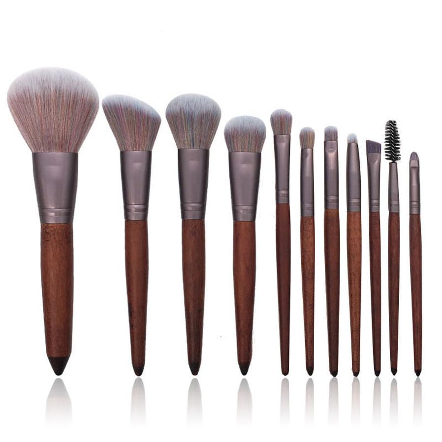 HKM-772947 Portable Man-Made Fiber Hair Makeup Brush with Wooden Handle - 18cm Length