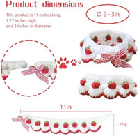 HKM-7729981 Strawberry Pattern Cat Collar with Breakaway Buckle and Bow Tie for Kittens and Small Dogs