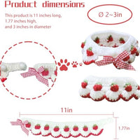 HKM-7729981 Strawberry Pattern Cat Collar with Breakaway Buckle and Bow Tie for Kittens and Small Dogs