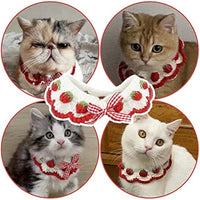 HKM-7729981 Strawberry Pattern Cat Collar with Breakaway Buckle and Bow Tie for Kittens and Small Dogs