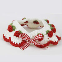 HKM-7729981 Strawberry Pattern Cat Collar with Breakaway Buckle and Bow Tie for Kittens and Small Dogs