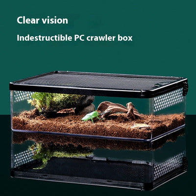 HKM-7730109 Transparent Climbing Crawler Box for Turtles, Hamsters, and Snakes with Anti-Escape Design