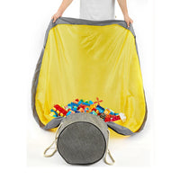 HKM-773011 Children's Foldable Canvas Play Mat with Toy Storage Basket - Durable Polyester Fabric