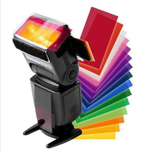 HKM-773075 12-Color Gel Filter Flash Diffuser Set for Studio Photography Lighting