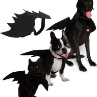 HKM-7732669 Cool Black Felt Dog Bat Wings Costume Accessory with Adjustable Velcro Straps