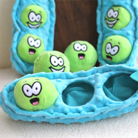HKM-7733309 Plush Detachable Blue Pea-Shaped Dog Food Toy for Interactive Play
