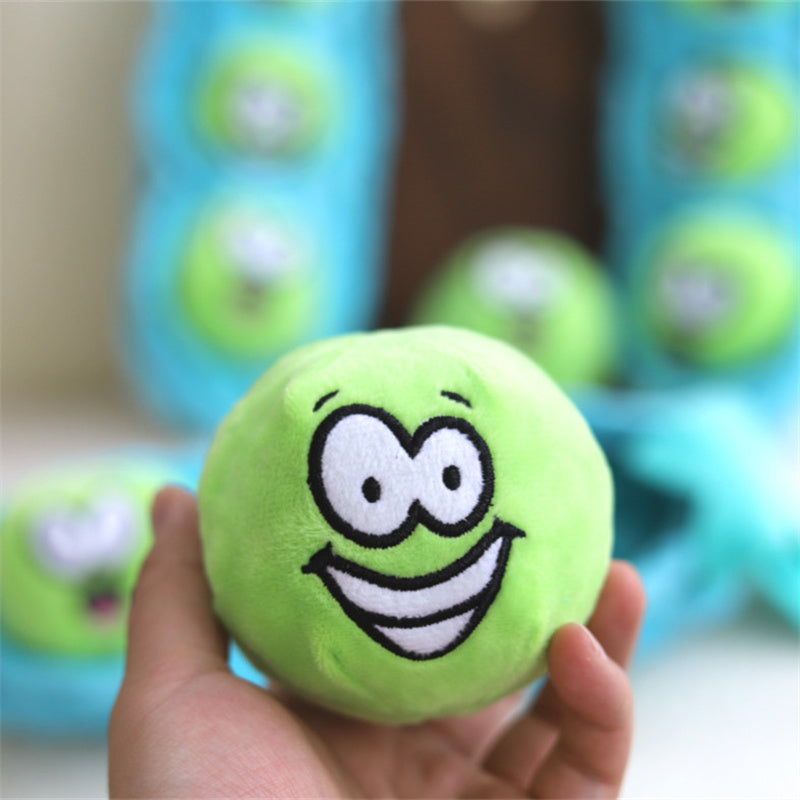HKM-7733309 Plush Detachable Blue Pea-Shaped Dog Food Toy for Interactive Play
