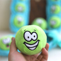 HKM-7733309 Plush Detachable Blue Pea-Shaped Dog Food Toy for Interactive Play