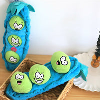 HKM-7733309 Plush Detachable Blue Pea-Shaped Dog Food Toy for Interactive Play