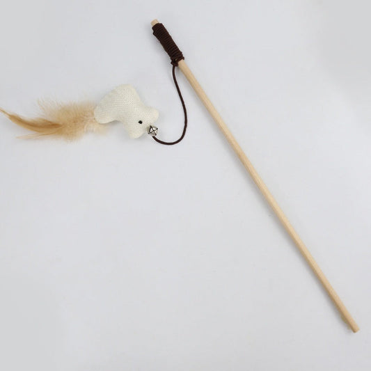 HKM-773331 Teaser Feather Toys Kitten Funny Colorful Rod Cat Wand Toys Wood Pet Cat Toys Interactive Stick Pet Cat Supplies