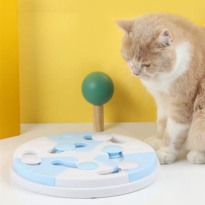 HKM-7734461 Interactive Blue and White Jigsaw Puzzle Feeding Tray for Dogs