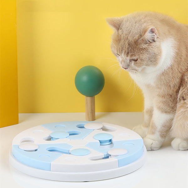 HKM-7734461 Interactive Blue and White Jigsaw Puzzle Feeding Tray for Dogs