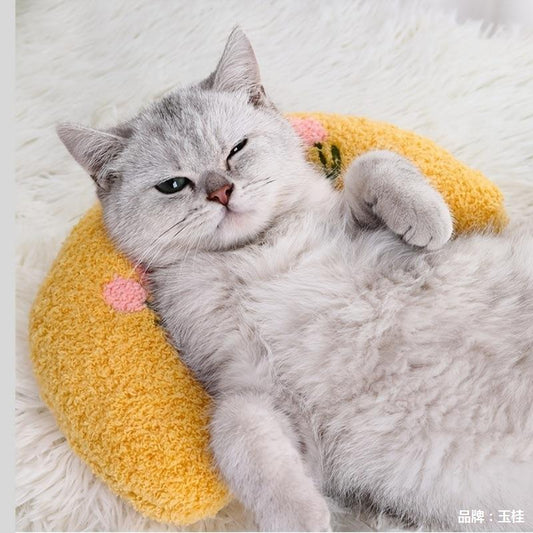 HKM-7735101 U-Shaped Cat Pillow with Catnip, Plush Sleep Aid and Cervical Support Toy in Various Colors