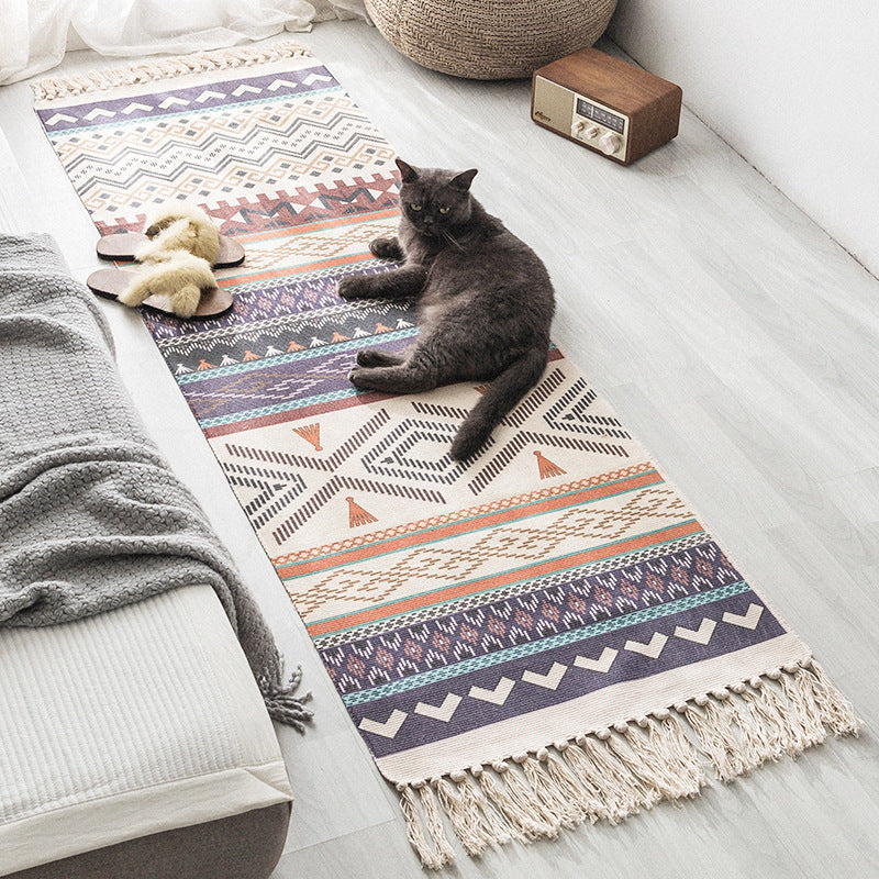 HKM-773779 Nordic Style Imitation Cotton and Linen Tassel Woven Floor Mat Cushion - Available in Unique Patterns and Sizes