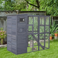 HKM-7738301 Extra Large Outdoor Cat House with Four Stories, Ramps, and Windows for Climbing Cats