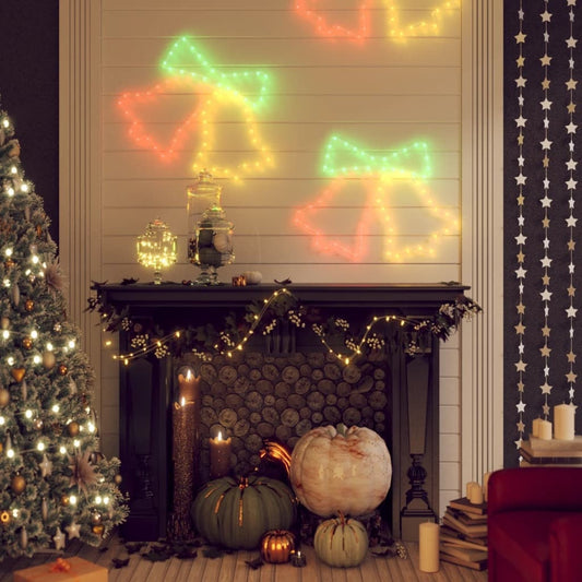HKM-773843 Colorful LED Silhouette Christmas Bells – 72 Lights for Indoor/Outdoor Décor, 50 x 56 cm