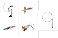 HKM-7739069 Long Elastic Steel Wire Feather Cat Toy with Suction Cup Attachment