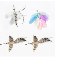 HKM-7739069 Long Elastic Steel Wire Feather Cat Toy with Suction Cup Attachment