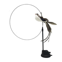 HKM-7739069 Long Elastic Steel Wire Feather Cat Toy with Suction Cup Attachment