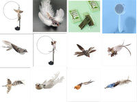 HKM-7739069 Long Elastic Steel Wire Feather Cat Toy with Suction Cup Attachment