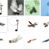 HKM-7739069 Long Elastic Steel Wire Feather Cat Toy with Suction Cup Attachment