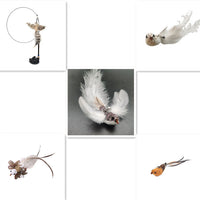 HKM-7739069 Long Elastic Steel Wire Feather Cat Toy with Suction Cup Attachment