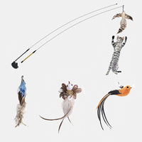 HKM-7739069 Long Elastic Steel Wire Feather Cat Toy with Suction Cup Attachment
