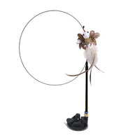 HKM-7739069 Long Elastic Steel Wire Feather Cat Toy with Suction Cup Attachment