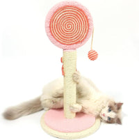 HKM-773907 Indoor Cat Scratching Post with Hanging Ball - Sturdy and Stable Base for Small and Large Cats